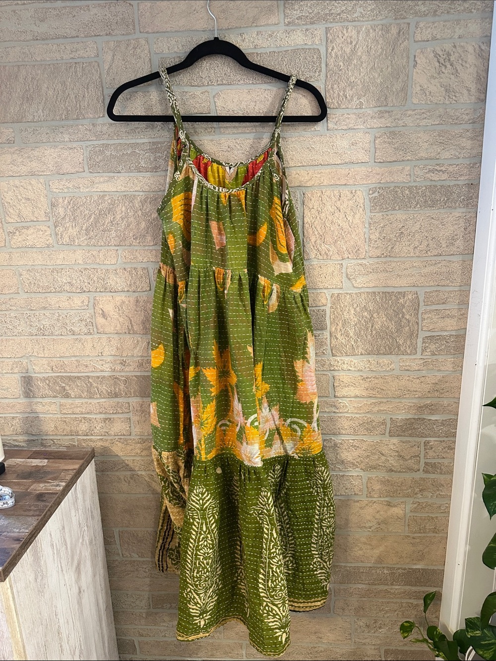NWT Renew Vintage Zephyr Kantha Dress hand made Limited Edition Maxi Size L